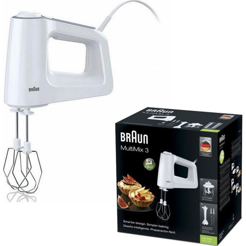 BRAUN HM3100WH Μίξερ Χειρός Λευκό 500W 0006306 BRAUN HM3100WH Μίξερ Χειρός Λευκό 500W 0006306