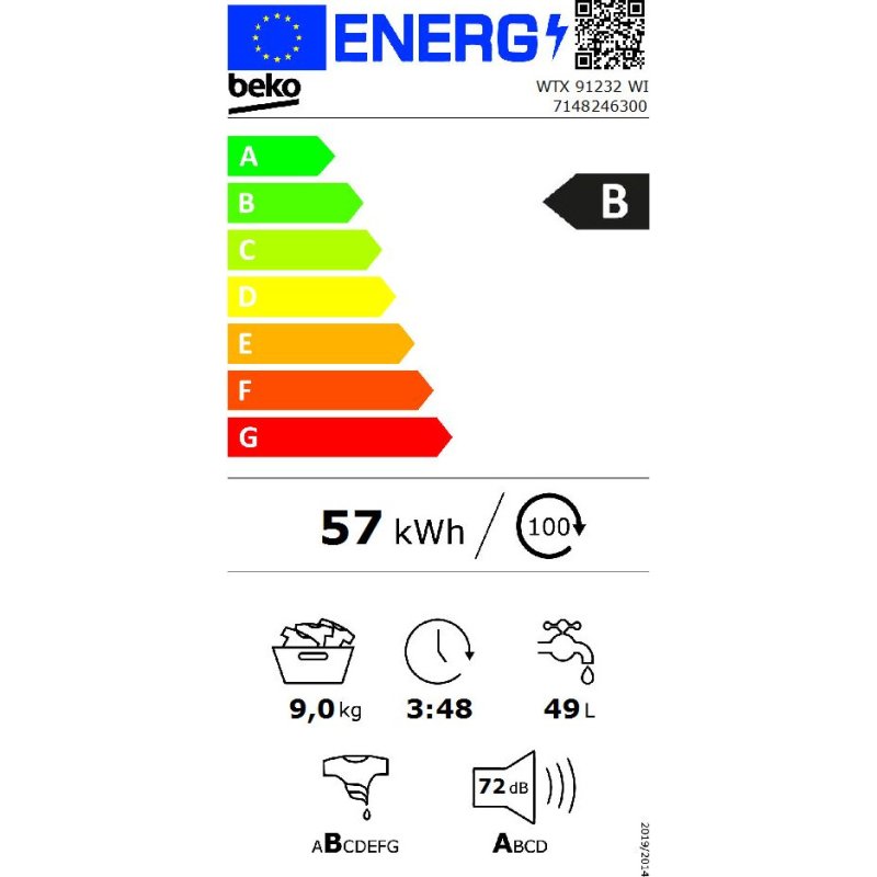 BEKO WTX 91232 WI Πλυντήριο Ρούχων 9kg -B - 1200rpm 0019084 BEKO WTX 91232 WI Πλυντήριο Ρούχων 9kg -B - 1200rpm 0019084