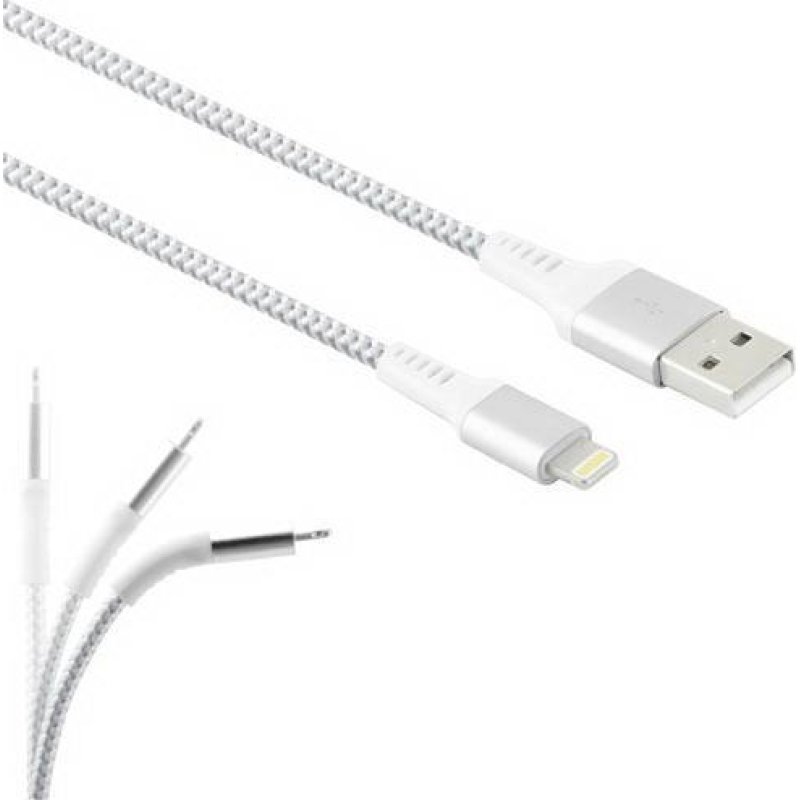 LAMTECH LAM450282 LighningTo USB High Quality Unbreakable Cable Silver 0020404