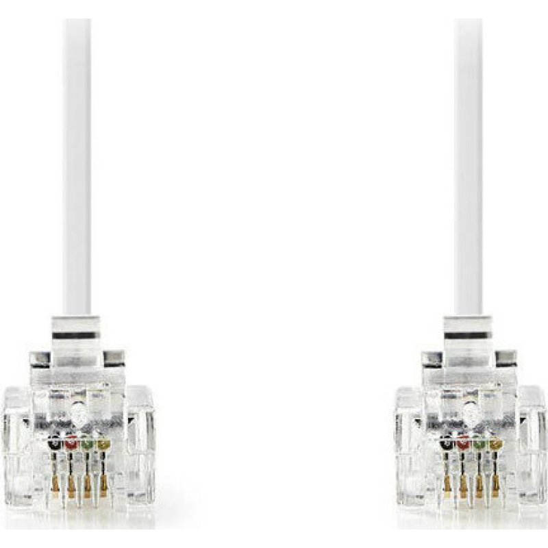 NEDIS TCGP90200WT100 Tηλεφωνικό Καλώδιο RJ11 αρσ. - RJ11 αρσ. 10.0 μ., Λευκό 0021090 NEDIS TCGP90200WT100 Tηλεφωνικό Καλώδιο RJ11 αρσ. - RJ11 αρσ. 10.0 μ., Λευκό 0021090