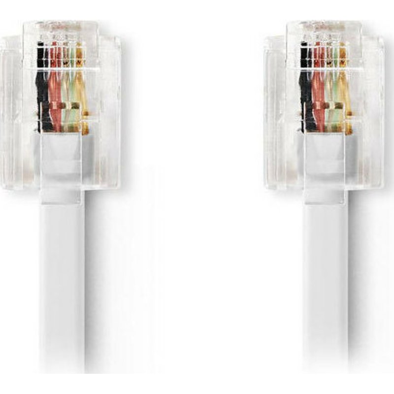 NEDIS TCGP90200WT100 Tηλεφωνικό Καλώδιο RJ11 αρσ. - RJ11 αρσ. 10.0 μ., Λευκό 0021090 NEDIS TCGP90200WT100 Tηλεφωνικό Καλώδιο RJ11 αρσ. - RJ11 αρσ. 10.0 μ., Λευκό 0021090