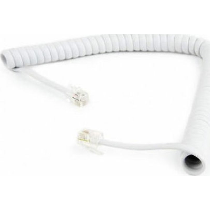 CABLEXPERT TC4P4CS-2M-W Telephone Handset Spiral Cord RJ10 4P4C 2m White 0021136 CABLEXPERT TC4P4CS-2M-W Telephone Handset Spiral Cord RJ10 4P4C 2m White 0021136