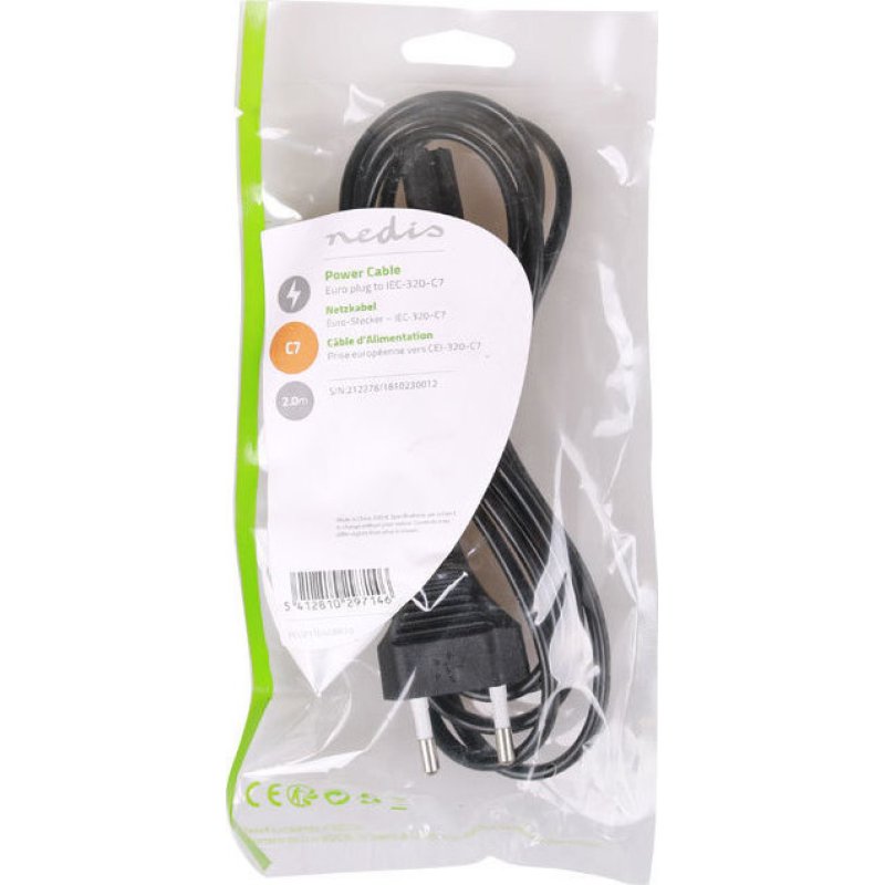 NEDIS PCGP11040BK20 Καλώδιο Τροφοδοσίας Euro - 8-Shaped (Οχταράκι), 2.0m 0023333 NEDIS PCGP11040BK20 Καλώδιο Τροφοδοσίας Euro - 8-Shaped (Οχταράκι), 2.0m 0023333
