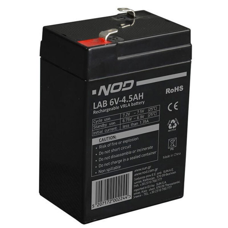 NOD LAB 6V4.5AH Μπαταρία Μολύβδου 0023464 NOD LAB 6V4.5AH Μπαταρία Μολύβδου 0023464