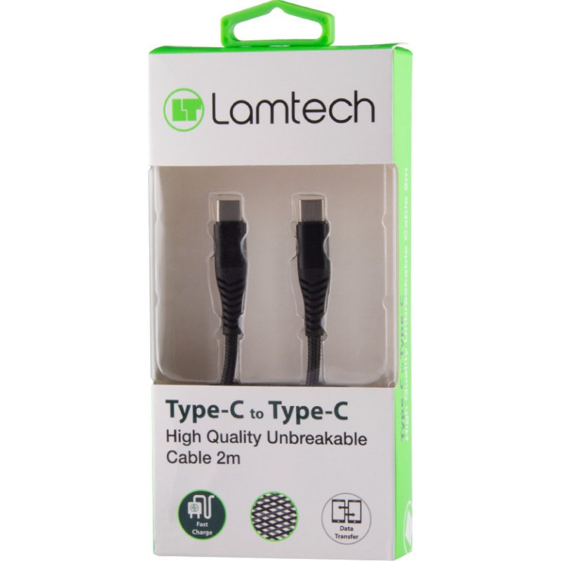 LAMTECH LAM021868 Type-C To Type-C High Quality Undreakable Cable 2m 0027311 LAMTECH LAM021868 Type-C To Type-C High Quality Undreakable Cable 2m 0027311