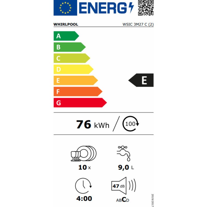 WHIRLPOOL WSIC 3M27 C Πλυντήριο Πιάτων Πληρως Εντοιχιζόμενο -Ε- 10 Σερβίτσια 45 cm 0027604 WHIRLPOOL WSIC 3M27 C Πλυντήριο Πιάτων Πληρως Εντοιχιζόμενο -Ε- 10 Σερβίτσια 45 cm 0027604