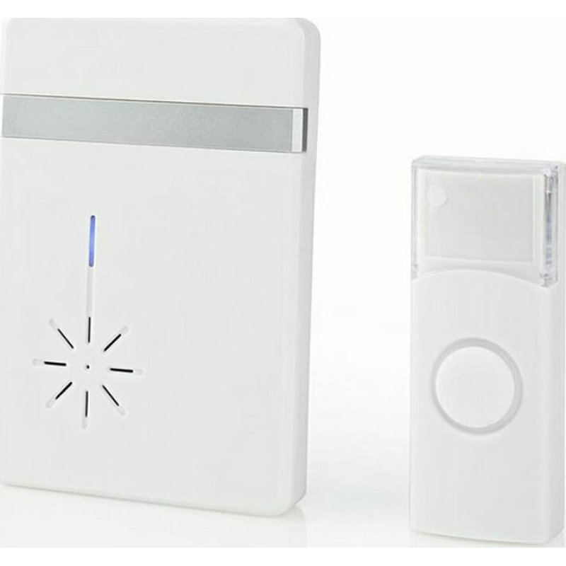NEDIS DOORB212WT Ασύρματο φορητό κουδούνι με LED ένδειξη και δυνατότητα αυξομείωσης της έντασης του κουδουνιού, έως 80dB. 0030668