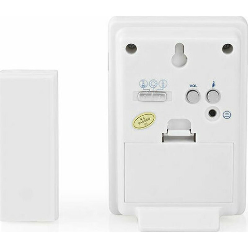 NEDIS DOORB212WT Ασύρματο φορητό κουδούνι με LED ένδειξη και δυνατότητα αυξομείωσης της έντασης του κουδουνιού, έως 80dB. 0030668