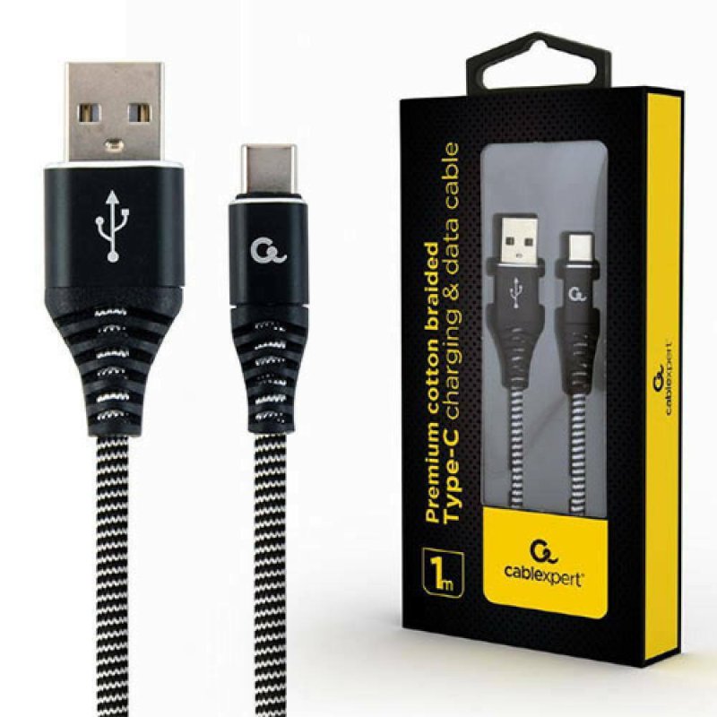 CABLEXPERT CC-USB2B-AMCM-1M-BW Καλώδιο φόρτισης και δεδομένων USB Type-C Premium βαμβακερή πλέξη, 1 m, μαύρο/άσπρο 0030690 CABLEXPERT CC-USB2B-AMCM-1M-BW Καλώδιο φόρτισης και δεδομένων USB Type-C Premium βαμβακερή πλέξη, 1 m, μαύρο/άσπρο 0030690