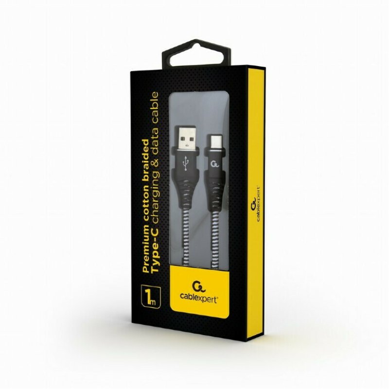 CABLEXPERT CC-USB2B-AMCM-1M-BW Καλώδιο φόρτισης και δεδομένων USB Type-C Premium βαμβακερή πλέξη, 1 m, μαύρο/άσπρο 0030690 CABLEXPERT CC-USB2B-AMCM-1M-BW Καλώδιο φόρτισης και δεδομένων USB Type-C Premium βαμβακερή πλέξη, 1 m, μαύρο/άσπρο 0030690