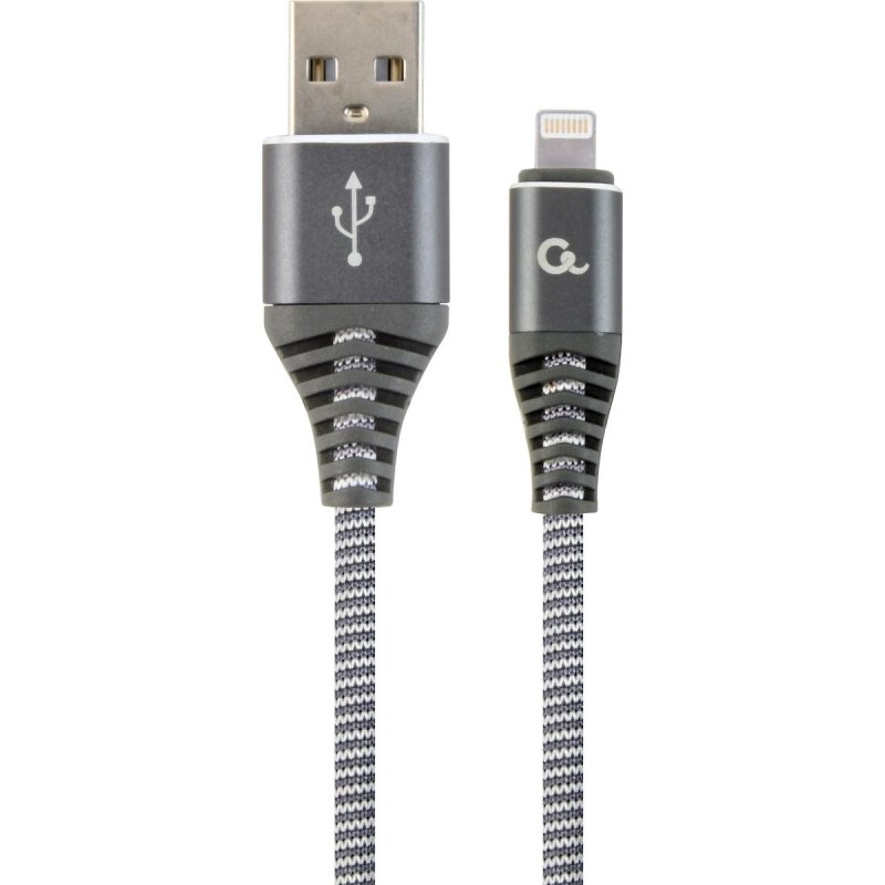 CABLEXPERT CC-USB2B-AMLM-1M-WB2 Καλώδιο φόρτισης και δεδομένων 8 ακίδων Premium βαμβακερό πλεγμένο, 1 m, spacegrey/λευκό 0030692 CABLEXPERT CC-USB2B-AMLM-1M-WB2 Καλώδιο φόρτισης και δεδομένων 8 ακίδων Premium βαμβακερό πλεγμένο, 1 m, spacegrey/λευκό 0030692