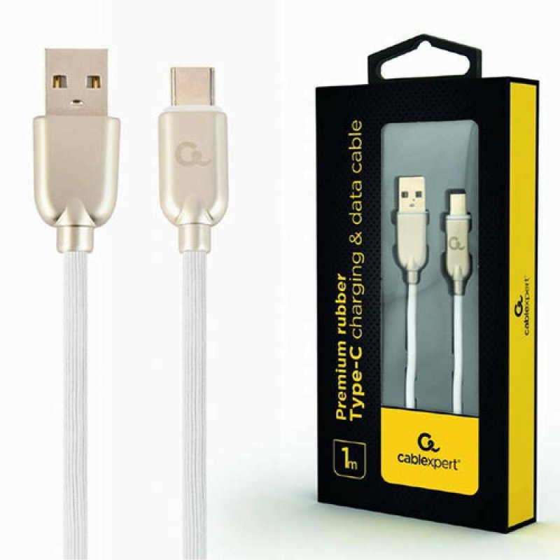 CABLEXPERT CC-USB2R-AMCM-1M-W Premium καουτσούκ Type-C Καλώδιο φόρτισης και δεδομένων USB, 1 m, λευκό 0030694 CABLEXPERT CC-USB2R-AMCM-1M-W Premium καουτσούκ Type-C Καλώδιο φόρτισης και δεδομένων USB, 1 m, λευκό 0030694
