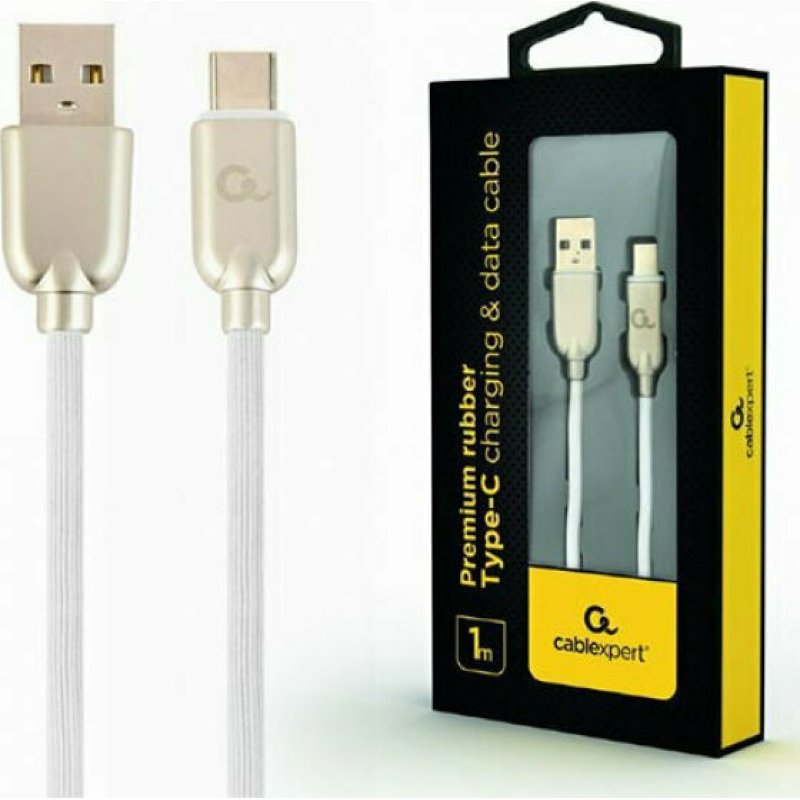 CABLEXPERT CC-USB2R-AMCM-1M-W Premium καουτσούκ Type-C Καλώδιο φόρτισης και δεδομένων USB, 1 m, λευκό 0030694 CABLEXPERT CC-USB2R-AMCM-1M-W Premium καουτσούκ Type-C Καλώδιο φόρτισης και δεδομένων USB, 1 m, λευκό 0030694