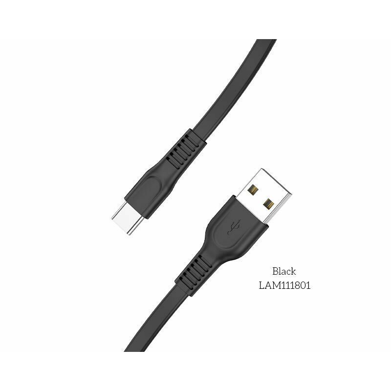 LAMTECH LAM111801 TYPE-C FLAT CHARGING CABLE 1M BLACK 0032748 LAMTECH LAM111801 TYPE-C FLAT CHARGING CABLE 1M BLACK 0032748