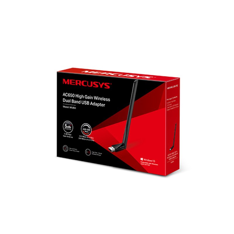 MERCUSYS MU6H Wireless USB Adapter 5dBi, AC650, Dual Band, Ver. 1.0 0033074 MERCUSYS MU6H Wireless USB Adapter 5dBi, AC650, Dual Band, Ver. 1.0 0033074