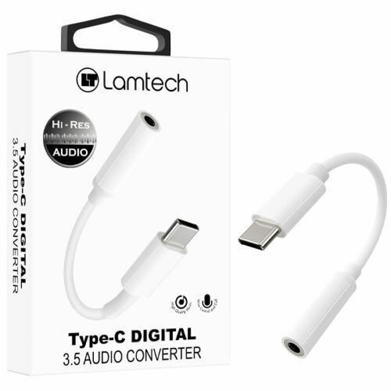 LAMTECH LAM023831 Μετατροπέας USB-C male σε 3.5mm female Λευκό 0033273 LAMTECH LAM023831 Μετατροπέας USB-C male σε 3.5mm female Λευκό 0033273