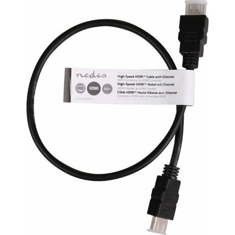 NEDIS CVGT34000BK05 Καλώδιο HDMI αρσ. - HDMI αρσ. 0.5m 0034230 NEDIS CVGT34000BK05 Καλώδιο HDMI αρσ. - HDMI αρσ. 0.5m 0034230