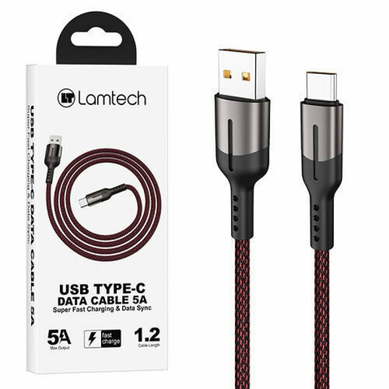 LAMTECH LAM111849 USB TYPE-C DATA CABLE 5A 1.2M BLACK 0034342 LAMTECH LAM111849 USB TYPE-C DATA CABLE 5A 1.2M BLACK 0034342