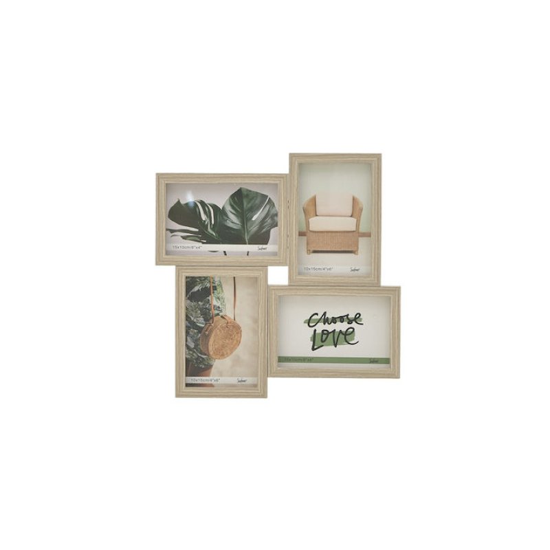 INART 6-30-467-0029 Click Πολυκορνίζα Ξύλινη 4 Θέσεων 10x15cm με Μπεζ Πλαίσιο 0034893 INART 6-30-467-0029 Click Πολυκορνίζα Ξύλινη 4 Θέσεων 10x15cm με Μπεζ Πλαίσιο 0034893