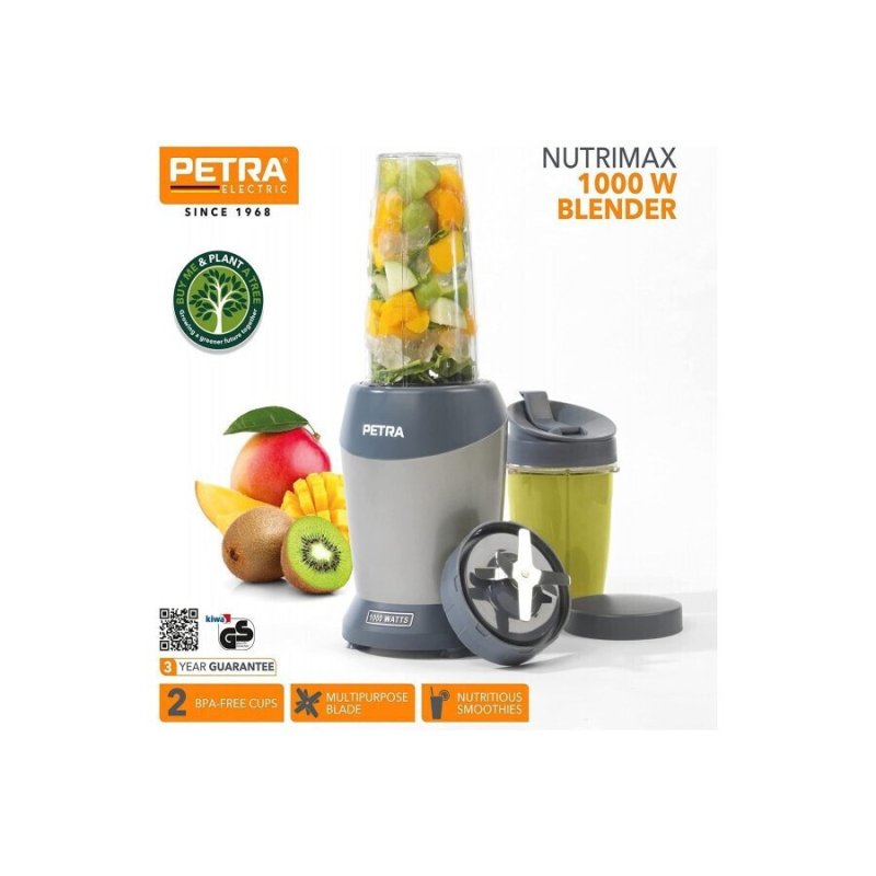 PETRA Electric PT-2002 Μπλέντερ για Smoothies 1lt 1000W Γκρι 0035252 PETRA Electric PT-2002 Μπλέντερ για Smoothies 1lt 1000W Γκρι 0035252