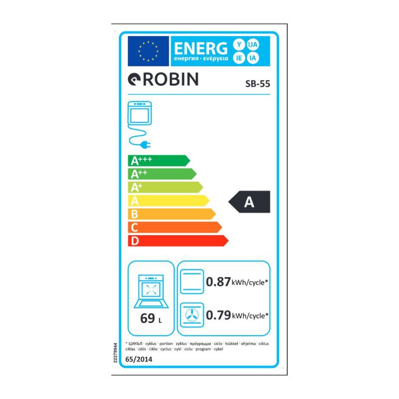 ROBIN SB-55 Εντοιχιζόμενος Φούρνος άνω Πάγκου χωρίς Εστίες Π59.4εκ. Inox 69lt 0035271 ROBIN SB-55 Εντοιχιζόμενος Φούρνος άνω Πάγκου χωρίς Εστίες Π59.4εκ. Inox 69lt 0035271