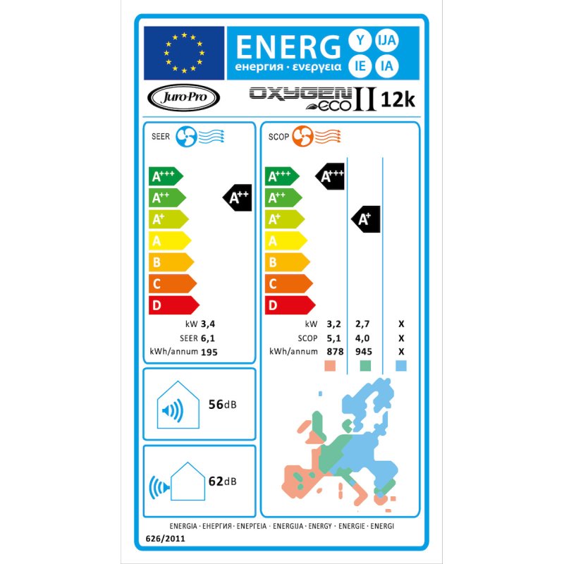 JURO PRO Oxygen Eco II 12K Κλιματιστικό Inverter 12000 BTU A++/A+ με WiFi 0035774 JURO PRO Oxygen Eco II 12K Κλιματιστικό Inverter 12000 BTU A++/A+ με WiFi 0035774