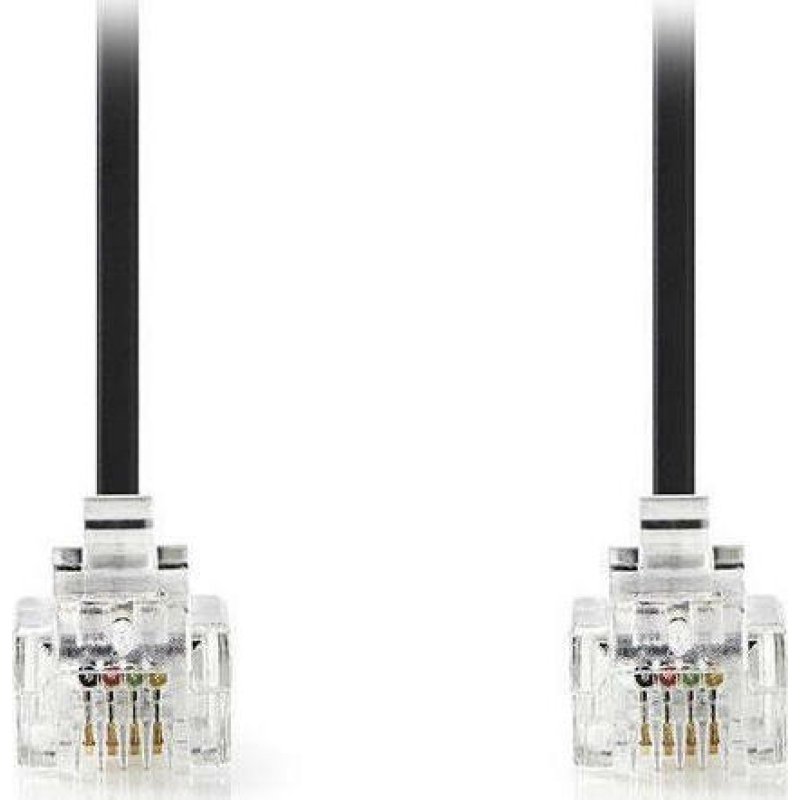 NEDIS TCGL90200BK20 Τηλεφωνικό καλώδιο RJ11 αρσ. - RJ11 αρσ. 2.00 m., μαύρο 0035838 NEDIS TCGL90200BK20 Τηλεφωνικό καλώδιο RJ11 αρσ. - RJ11 αρσ. 2.00 m., μαύρο 0035838