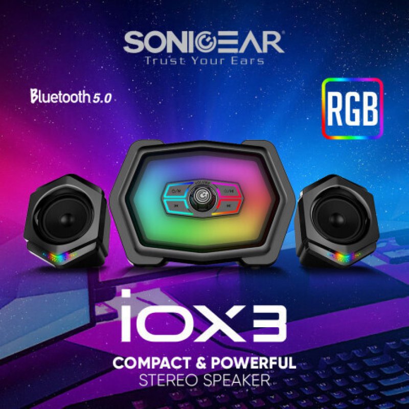 SONIC GEAR IOX 3 Ηχεία Υπολογιστή 2.1 με RGB Φωτισμό και Bluetooth Ισχύος 12W σε Μαύρο Χρώμα 0036012 SONIC GEAR IOX 3 Ηχεία Υπολογιστή 2.1 με RGB Φωτισμό και Bluetooth Ισχύος 12W σε Μαύρο Χρώμα 0036012