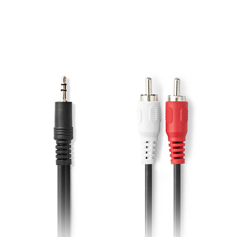 NEDIS CAGL22200BK15 Καλώδιο 2x RCA αρσ. - 3.5mm Stereo αρσ, 1.50m. black 0037500 NEDIS CAGL22200BK15 Καλώδιο 2x RCA αρσ. - 3.5mm Stereo αρσ, 1.50m. black 0037500