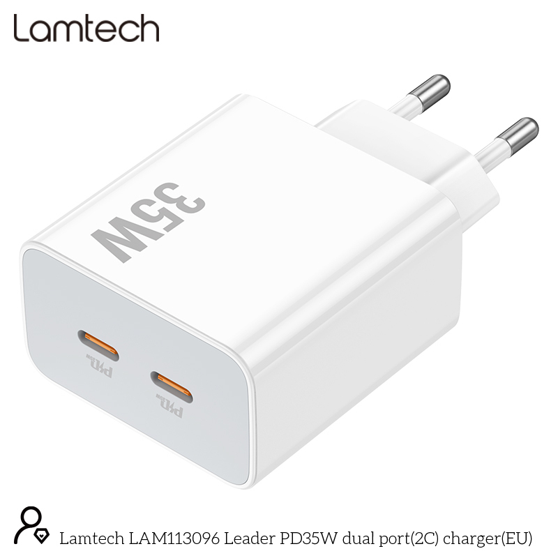 LAMTECH LAM113096 διπλή θύρα type-c FAST PD35W λευκό 0037739 LAMTECH LAM113096 διπλή θύρα type-c FAST PD35W λευκό 0037739