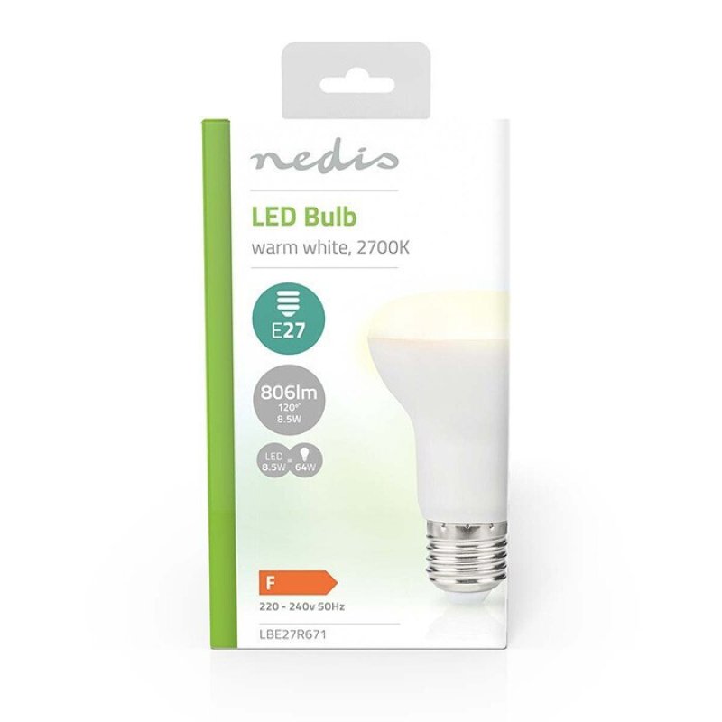 NEDIS LBE27R671 Λάμπα LED, Ε27, R63, 8.5W, θερμό λευκό φως και 806 lumen. 0037777 NEDIS LBE27R671 Λάμπα LED, Ε27, R63, 8.5W, θερμό λευκό φως και 806 lumen. 0037777