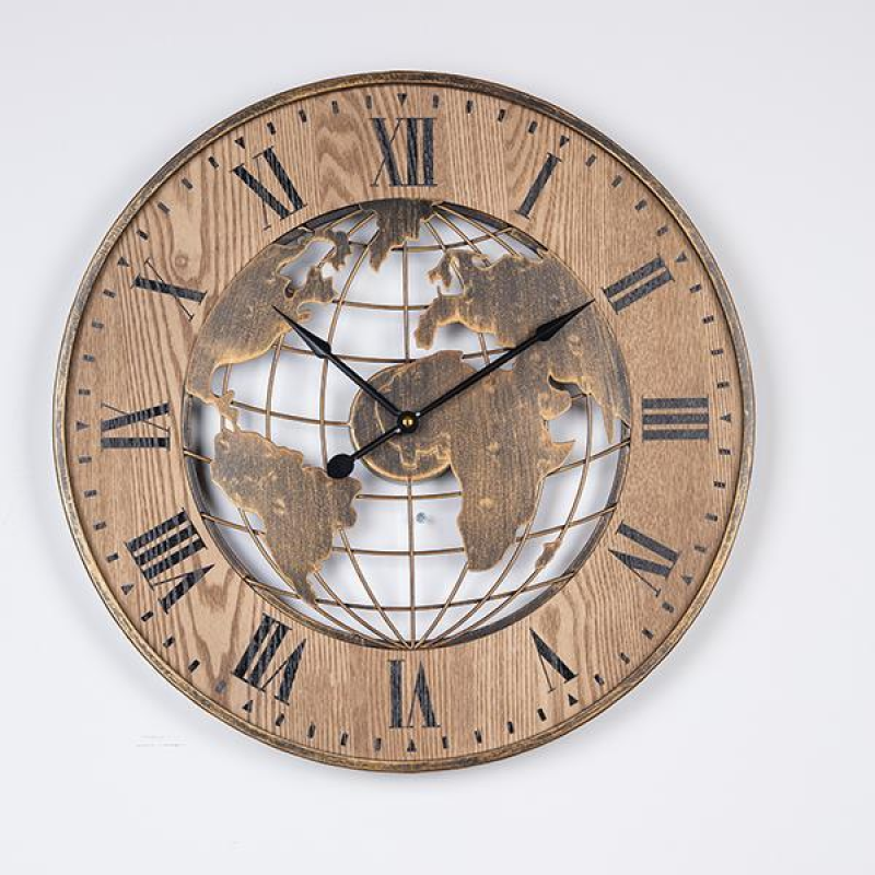 ESTHETI 753-10057 Ρολόι Τοίχου Μέταλο Λευκό Αντικέ Globe Καφέ Μαύρο 0039645 ESTHETI 753-10057 Ρολόι Τοίχου Μέταλο Λευκό Αντικέ Globe Καφέ Μαύρο 0039645
