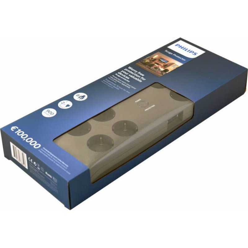 PHILIPS SPN3180A/GRS Πολύπριζο Ασφαλείας 8 Θέσεων με Διακόπτη και Καλώδιο 2m Γκρι 0040547 PHILIPS SPN3180A/GRS Πολύπριζο Ασφαλείας 8 Θέσεων με Διακόπτη και Καλώδιο 2m Γκρι 0040547