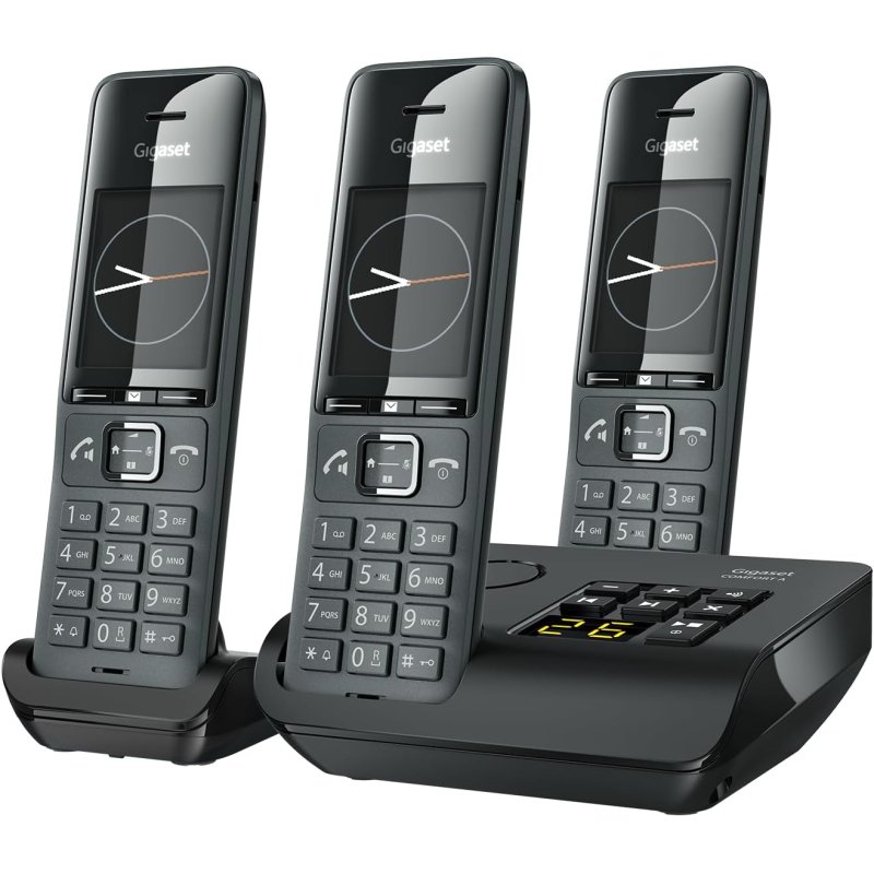 GIGASET Comfort 520A Trio - 3 ασύρματα τηλέφωνα DECT με αυτόματο τηλεφωνητή -Λειτουργία hands-free - Προστασία κλήσεων, Titanium-Black 0040831 GIGASET Comfort 520A Trio - 3 ασύρματα τηλέφωνα DECT με αυτόματο τηλεφωνητή -Λειτουργία hands-free - Προστασία κλήσεων, Titanium-Black 0040831