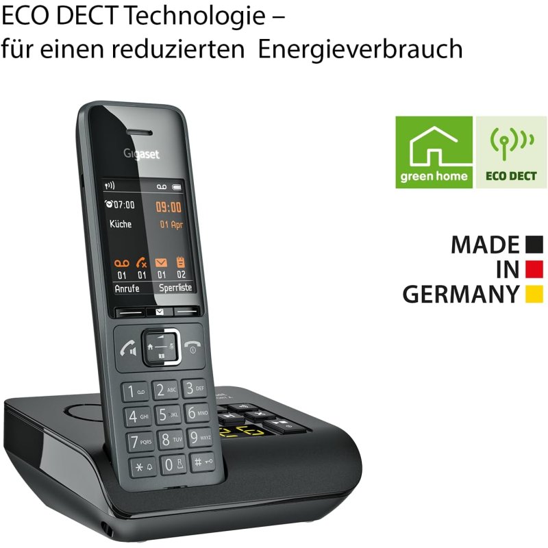 GIGASET Comfort 520A Trio - 3 ασύρματα τηλέφωνα DECT με αυτόματο τηλεφωνητή -Λειτουργία hands-free - Προστασία κλήσεων, Titanium-Black 0040831 GIGASET Comfort 520A Trio - 3 ασύρματα τηλέφωνα DECT με αυτόματο τηλεφωνητή -Λειτουργία hands-free - Προστασία κλήσεων, Titanium-Black 0040831