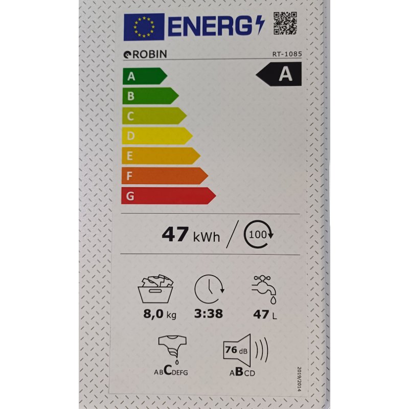 ROBIN RT-1085 Πλυντήριο Ρούχων 8kg με Ατμό 1400rpm 0040840 ROBIN RT-1085 Πλυντήριο Ρούχων 8kg με Ατμό 1400rpm 0040840