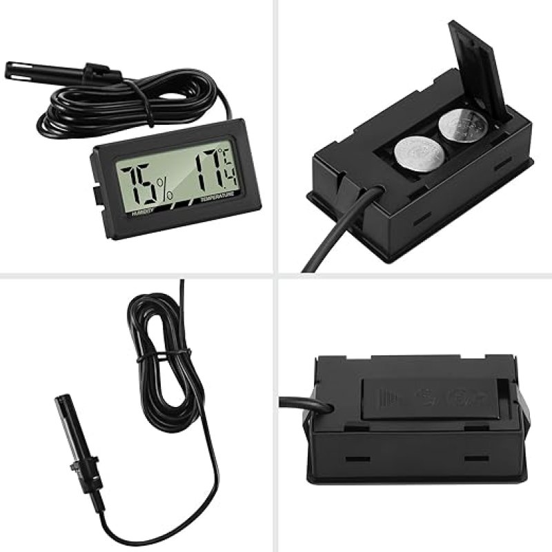 THLEVEL 41112200 Mini LCD Ψηφιακό Θερμόμετρο-Υγρόμετρο Θερμοκρασίας με Εξωτερικό Αισθητήρα για Ψυγειοκαταψύκτη 0041013