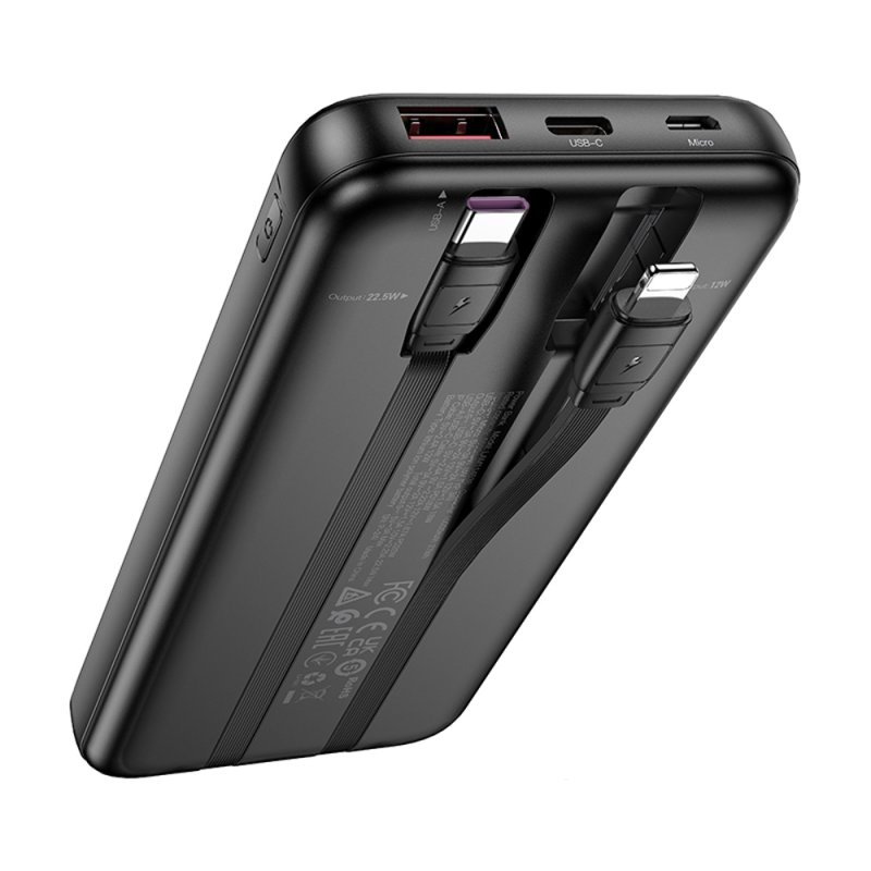 LAMTECH LAM114536 ULTRA-THIN POWERBANK WITH TYPE-C & LIGHTNING CABLES 10000mAh 22.5W BLACK 0041031 LAMTECH LAM114536 ULTRA-THIN POWERBANK WITH TYPE-C & LIGHTNING CABLES 10000mAh 22.5W BLACK 0041031