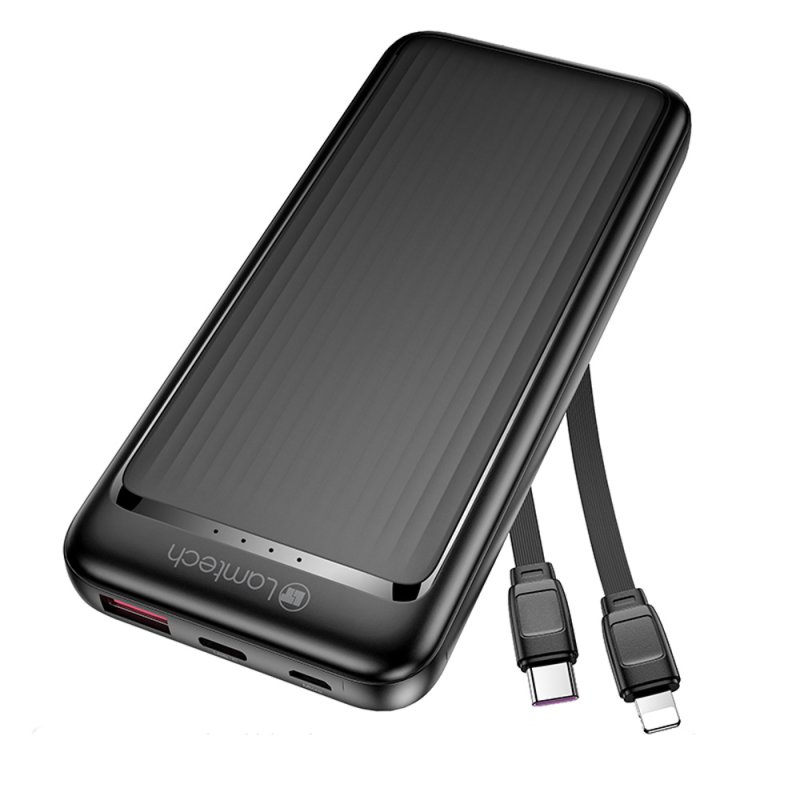 LAMTECH LAM114536 ULTRA-THIN POWERBANK WITH TYPE-C & LIGHTNING CABLES 10000mAh 22.5W BLACK 0041031 LAMTECH LAM114536 ULTRA-THIN POWERBANK WITH TYPE-C & LIGHTNING CABLES 10000mAh 22.5W BLACK 0041031