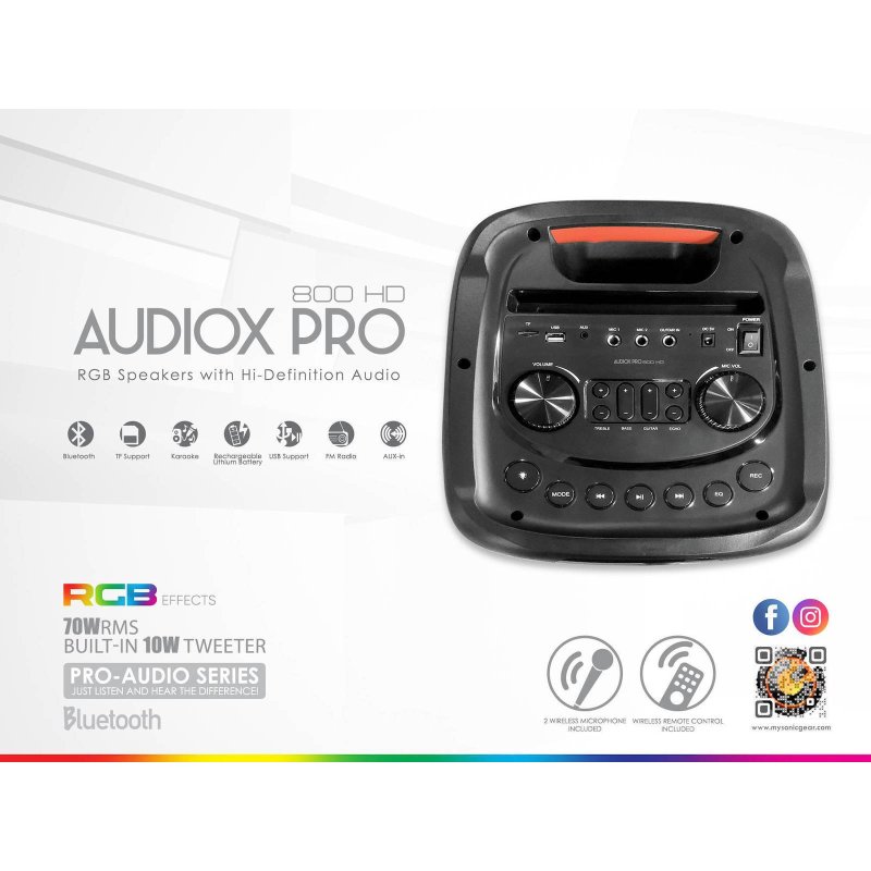 SONIC GEAR AX-PRO800-HD Karaoke Speaker Audiox Pro 800 Μαύρο 0041033 SONIC GEAR AX-PRO800-HD Karaoke Speaker Audiox Pro 800 Μαύρο 0041033