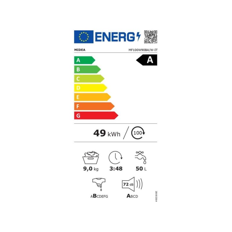 MIDEA MF100W90BA/W-GR Πλυντήριο Ρούχων 9kg 1400rpm 0041229 MIDEA MF100W90BA/W-GR Πλυντήριο Ρούχων 9kg 1400rpm 0041229
