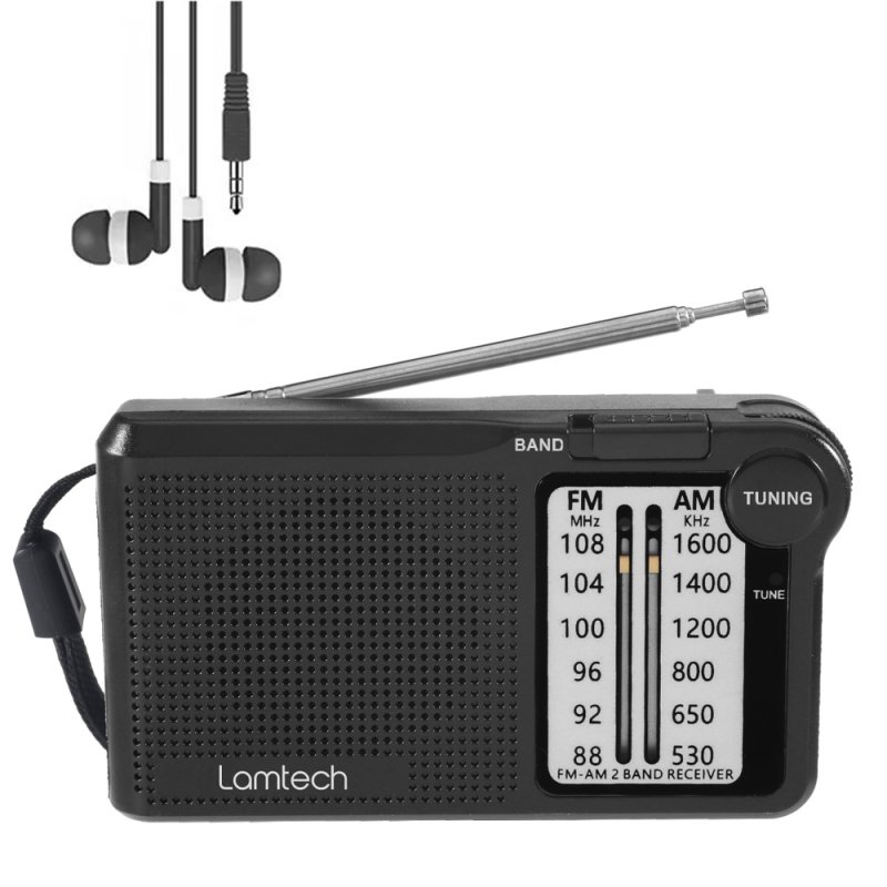 Lamtech LAM112549 2 Band Φορητό Ραδιόφωνο Επαναφορτιζόμενο Μαύρο 0041576