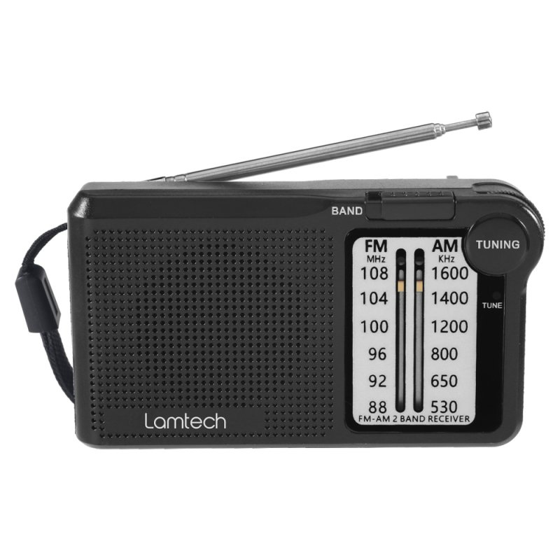 Lamtech LAM112549 2 Band Φορητό Ραδιόφωνο Επαναφορτιζόμενο Μαύρο 0041576