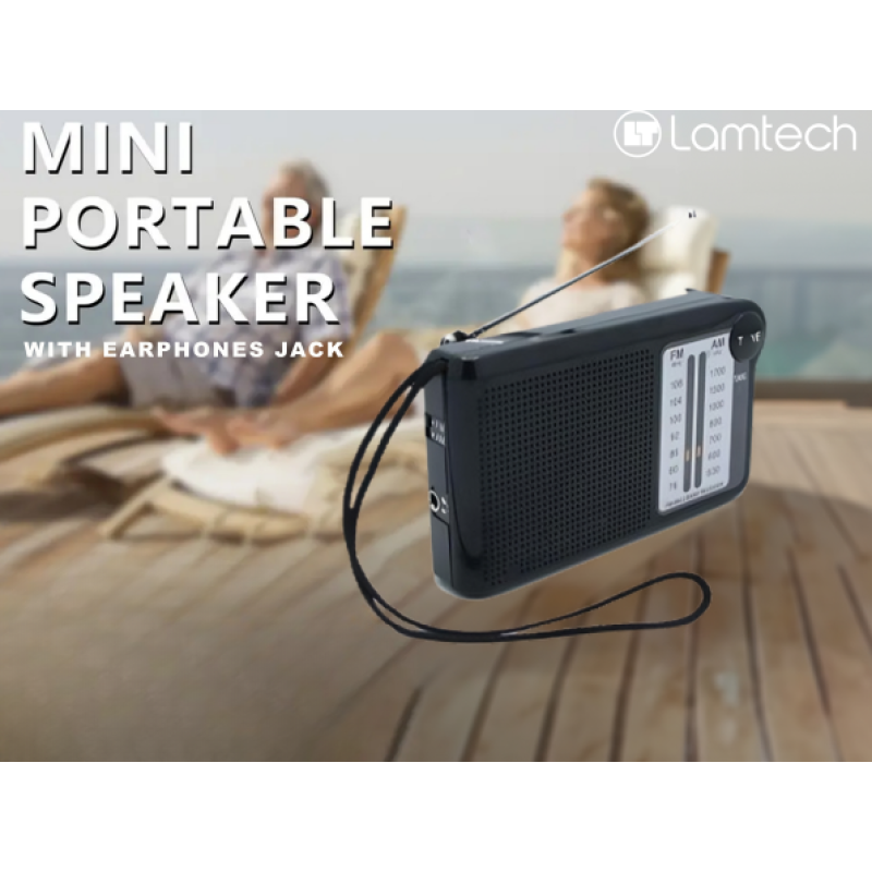 Lamtech LAM112549 2 Band Φορητό Ραδιόφωνο Επαναφορτιζόμενο Μαύρο 0041576