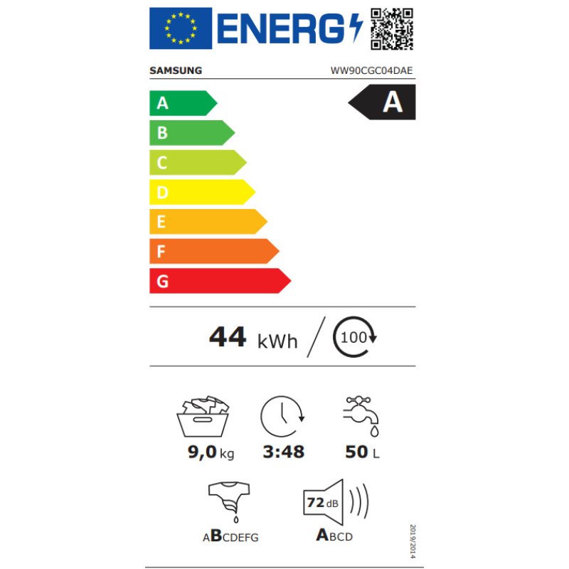 SAMSUNG WW90CGC04DAELE Πλυντήριο Ρούχων 9kg με Τεχνολογία Ατμού 1400 Στροφών Ecobubble 0041713 SAMSUNG WW90CGC04DAELE Πλυντήριο Ρούχων 9kg με Τεχνολογία Ατμού 1400 Στροφών Ecobubble 0041713