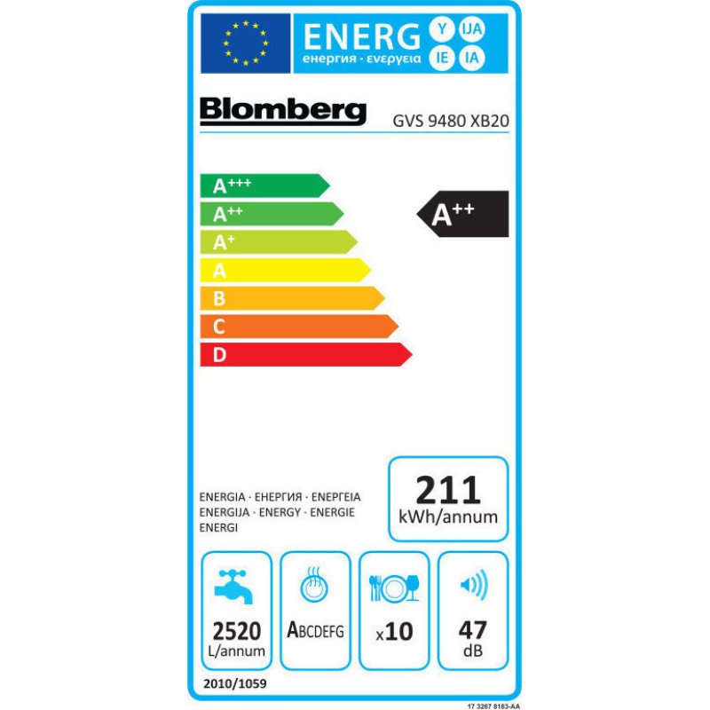 BLOMBERG GVS 9480 XB20 Πλυντήριο Πιάτων 45cm - A++ 144144 BLOMBERG GVS 9480 XB20 Πλυντήριο Πιάτων 45cm - A++ 144144