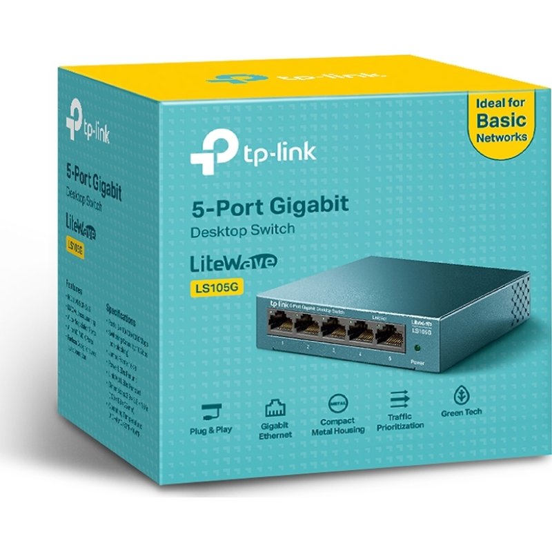 TP-LINK LS105G 5-PORT 10 100 1000Mbps 0039122 TP-LINK LS105G 5-PORT 10 100 1000Mbps 0039122