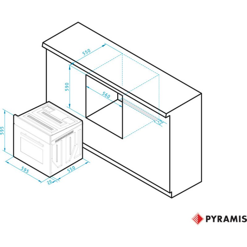 Pyramis 60IN 1006 Inox 034006701 Φούρνος άνω Πάγκου 61lt χωρίς Εστίες Π59εκ. 0013900 Pyramis 60IN 1006 Inox 034006701 Φούρνος άνω Πάγκου 61lt χωρίς Εστίες Π59εκ. 0013900