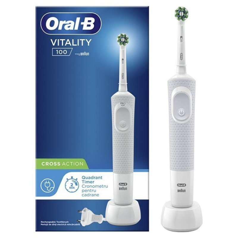 ORAL-B Vitality D100 Cross Action Ηλεκτρική Οδοντόβουρτσα Λευκή 0020777 ORAL-B Vitality D100 Cross Action Ηλεκτρική Οδοντόβουρτσα Λευκή 0020777
