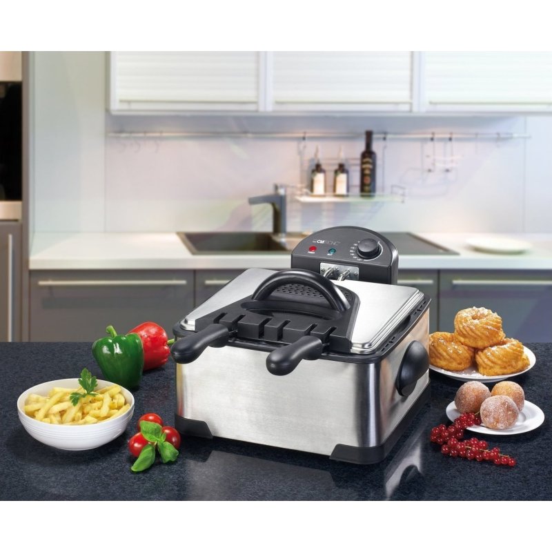 CLATRONIC CL FR 3195 Φριτέζα Λαδιού με Διπλό Αποσπώμενο Κάδο 4lt Ασημί 0039432